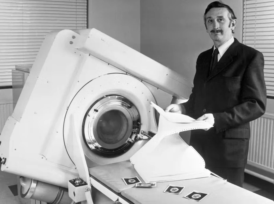Godfrey Hounsfield with the first CT scanner