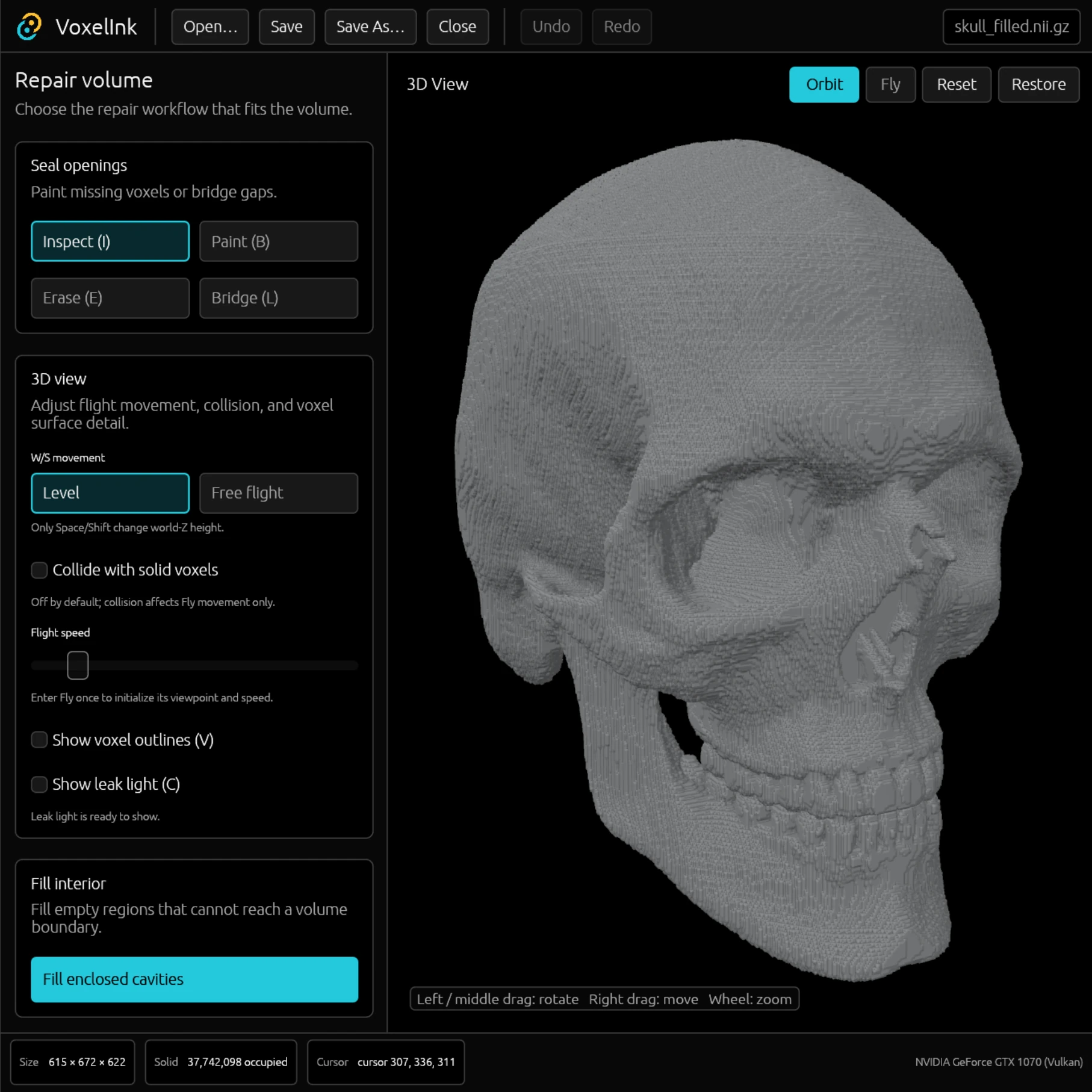Screenshot of the VoxelInk program